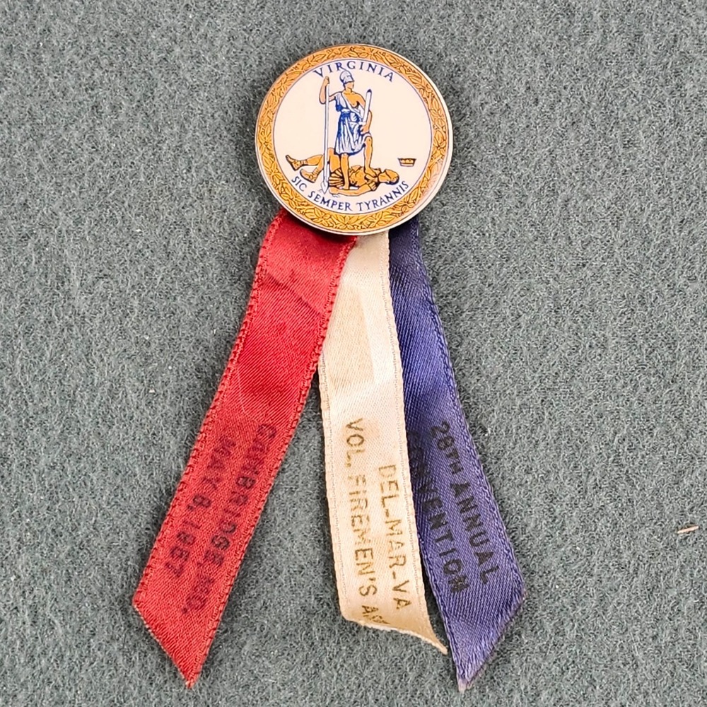 DELMARVA VIRGINIA State Firemen's Assoc. Convention Ribbon Cambridge, MD 1957